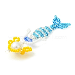 Copper Wire Wrapperd Glass Seed Beads Big Pendants&nbsp;PALLOY-MZ01442-03