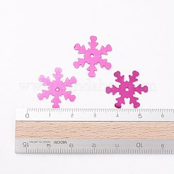 オーナメントアクセサリープラスチック製スパンコール/スパンコールビーズ  スノーフレーク  濃いピンク  19x17x0.1mm  穴：1.4mm&nbsp;PVC-E001-04-YD03