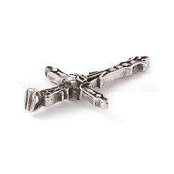 304ステンレスペンダント  頭蓋骨と交差  アンティークシルバー  54.5x35x9mm  穴：5.5x3mm&nbsp;STAS-E158-14AS