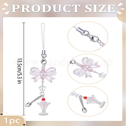 樹脂&合金製携帯ストラップ1個  モバイルアクセサリーの装飾  蝶結び  135mm&nbsp;AJEW-LP0006-21A