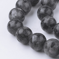 Natural Black Larvikite Bead Strands&nbsp;G-G735-57-12mm