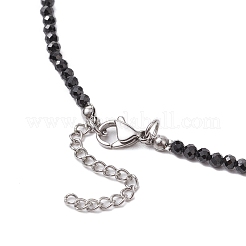 3mm Faceted Round Natural Black Spinel Beaded Necklaces&nbsp;NJEW-JN05126