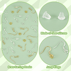 真鍮製のピアスフック、丸カンとプラスチック製のピアスキャッチ付き  ミックスカラー  4~18x4~18x1~4mm  穴：1~3mm&nbsp;DIY-PH0023-18
