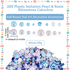 2 Bags ABS Plastic Imitation Pearl with Resin Rhinestone Cabochon&nbsp;MRMJ-SC0001-20B