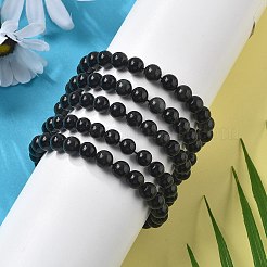 ナチュラルオブシディアンストレッチビーズブレスレット  ラウンド  内径：2-1/8インチ（5.5cm）  ビーズ：8~9mm&nbsp;G-A185-01A
