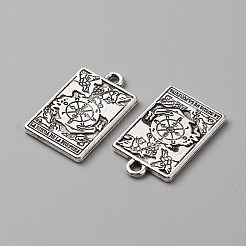 亜鉛チベット風合金ペンダント  アンティークシルバー  タロット カード 模様の四角形  運命の輪x  23x14x1.5mm  穴：1.8mm&nbsp;LS-FIND-WH0116-78AS-06