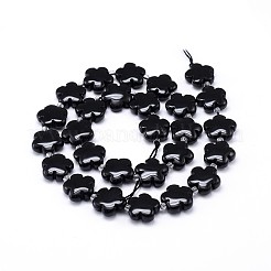 Natural Black Onyx Flower Bead Strands&nbsp;G-M206-10B