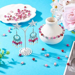 80Pcs 8 Colors Glass Pearl Round Connector Charms&nbsp;PALLOY-TA00263