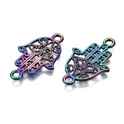 合金ペンダント  カドミウムフリー＆ニッケルフリー＆鉛フリー  ハムサ手/ファティマの手/ミリアムの手  虹色  23.5x14.5x1mm  穴：1.8mm&nbsp;PALLOY-N163-015-NR