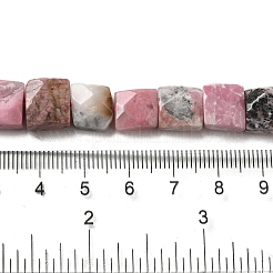 天然石ロードナイトビーズ連売り  多面カット  正方形  9~10.5x10~10.5x6mm  穴：1mm  約18~20個/連  7.09~7.68インチ（18~19.5cm）&nbsp;G-C109-A03-01