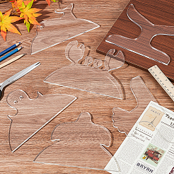 6Pcs 6 Styles Crab & Ghost & Fishtail Transparent Acrylic Reusable Drawing Template for DIY Scrapbooking&nbsp;OACR-WH0041-03