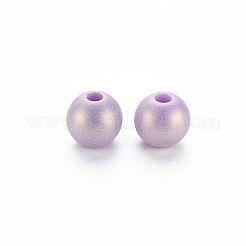 スプレー塗装された不透明なアクリルビーズ  艶消し  ラウンド  ミックスカラー  8x7mm  穴：2mm  約1345個/500g&nbsp;ACRP-S679-B33