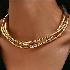 Elegant Classic Iron 3-Strand Woven Snake Chain Choker Necklaces for Women&nbsp;EI6402-1