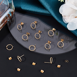 20Pcs Long-Lasting Plated Brass Ring Stud Earrings for Women&nbsp;KK-BBC0003-41