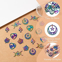 20Pcs 5 Styles 201 Stainless Steel Pendants&nbsp;STAS-YW0002-68