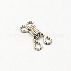 アイアンフック＆アイファスナー  ドレス真鍮襟フック  プラチナ  16x8x3.5mm  24セット /カード&nbsp;FIND-R023-04P