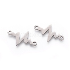 変色しない201ステンレススチールリンク  手動研磨  ハートビート  ステンレス鋼色  13x21x1.5mm  穴：1.5mm&nbsp;X-STAS-F231-154P