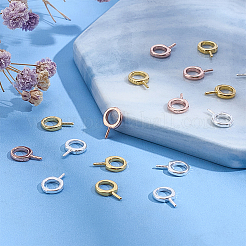 スターリングシルバーのスクリューアイペグベイル18個925組  リング  ミックスカラー  9x6x1mm  穴：4mm  ピン：0.6mm&nbsp;STER-ME0001-05