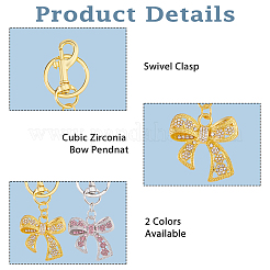 2Pcs 2 Colors Zinc Alloy Cubic Zirconia Keychains&nbsp;KEYC-HS0001-10