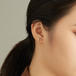 925スターリングシルバースタンドピアス  キュービックジルコニア付き  スター  透明  ゴールドカラー  8x6mm&nbsp;EJEW-BB67268