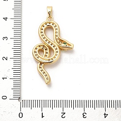 真鍮製マイクロパヴェキュービックジルコニアペンダント  ヘビ  ヘビ  34.5x20x4mm  穴：5x2.5mm&nbsp;KK-C108-01D-G