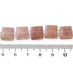 天然石ストロベリークォーツビーズ連売り  正方形  シードビーズで  10~10.5x10~10.5x5~5.5mm  穴：1.6mm  約32個/連  15.16~15.35インチ（38.5~39cm）&nbsp;G-L596-A20-01