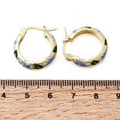 Brass Enamel Hoop Earrings for Women&nbsp;EJEW-K335-01G-01