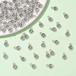 100 個のチベットスタイル合金チャーム  渦  アンティークシルバー  11.5x8x1.5mm  穴：1.8mm&nbsp;FIND-YW0008-81