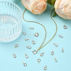 20個の真鍮製キュービックジルコニアチャーム  混合図形  透明  8~9x3.5~6.5x2~3mm  穴：0.9~1mm&nbsp;ZIRC-YW0001-12