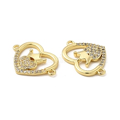 Brass Micro Pave Clear Cubic Zirconia Connector Charms&nbsp;KK-E068-VB350