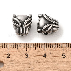 ヒョウ柄 304 ステンレススチールビーズ  アンティークシルバー  12x11x8mm  穴：2.5mm&nbsp;STAS-E215-03AS