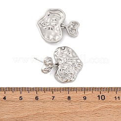 Hammered Heart Brass Dangle Stud Earrings&nbsp;EJEW-R025-23P