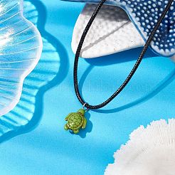 Summer Beach Dyed Synthetic Turquoise Turtle Pendant Necklaces&nbsp;NJEW-JN05057