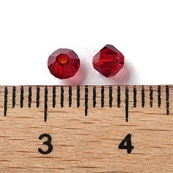 透明ガラスビーズ  双円錐形  ファイヤーブリック  4x4x3.5mm  穴：1mm  720個/袋&nbsp;GGLA-Z004-05D