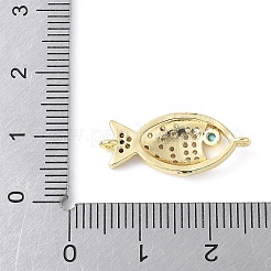 Brass Micro Pave Clear Cubic Zirconia Fish Links Connector Charms&nbsp;KK-K399-06G