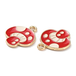 メッキ合金エナメルチャームラック  カドミウムフリーと鉛フリー＆ニッケルフリー  ゴールドカラー  きのこチャーム  レッド  19x16x1.5mm  穴：2mm&nbsp;ENAM-Q449-11G
