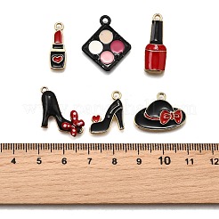 12個6スタイルアロイエナメルチャーム  ビーチハット、口紅、ハイヒール  ミックスカラー  16~26x7~21.8x1~3.8mm  穴：1.2~2mm  2個/スタイル&nbsp;ENAM-FP0002-83