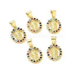 Rack Plating Eco-Friendly Brass Micro Pave Cubic Zirconia Pendants&nbsp;KK-F844-02G