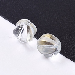 透明ガラスビーズ  グリッターパウダー付き  カボチャ  透明  10.5mm  穴：1mm&nbsp;GLAA-L027-K03