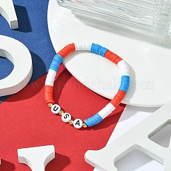 Independence Day Handmade Polymer Clay Beaded Stretch Bracelets&nbsp;BJEW-JB10591