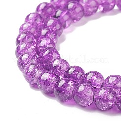 クラックガラスビーズ連売り  ラウンド  ミックスカラー  8mm  穴：1.3~1.6mm  約100個/連  31.4インチ&nbsp;CCG-Q001-8mm-M