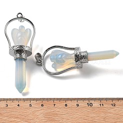 オパライトは大きなペンダントを指摘した  真鍮製の金具が付いたファセット加工の弾丸と天使のチャーム  ラックめっき  プラチナ  71~77x27~28x19~20mm  穴：6.5x4.5mm&nbsp;KK-H491-01P-10