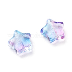 電気メッキガラスビーズ  スター  ツートン  ディープスカイブルー  8.5x8.5x4mm  穴：1mm&nbsp;X-EGLA-E059-G11