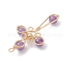4Pcs 4 Styles Natural Amethyst & Carnelian(Dyed & Heated) & Green Aventurine & Tiger Eye Pendants&nbsp;PALLOY-TA00326
