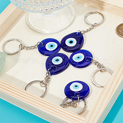 24Pcs 2 Styles Handmade Lampwork Teardrop & Flat Round with Evil Eye Keychains&nbsp;KEYC-DR00001