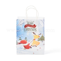 クリスマステーマクラフト紙袋  ハンドル付き  ギフトバッグやショッピングバッグ用  鹿の模様  35cm&nbsp;ABAG-H104-D07