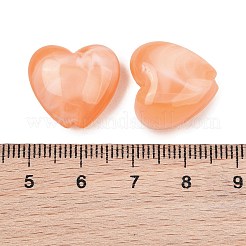 ツートンカラーの不透明アクリルビーズ  ハート  サンゴ  16.5x17.5~18x8mm  穴：2mm  約349個/500g&nbsp;AC-CBA8E7E-01I