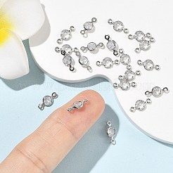 SHEGRACE Brass Pave Cubic Zirconia Flat Round Connector Charms&nbsp;XGRQ2O223-442A-P