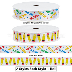 2 Rolls 2 Styles Back to School Polyester Ribbon&nbsp;OCOR-CY0003-75A