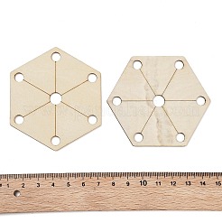 編み機アクセサリー用の木製ツール  六角  パパイヤホイップ  7x6.1x0.2cm  穴：6mmと8mm&nbsp;LS-TOOL-XCP0001-87A